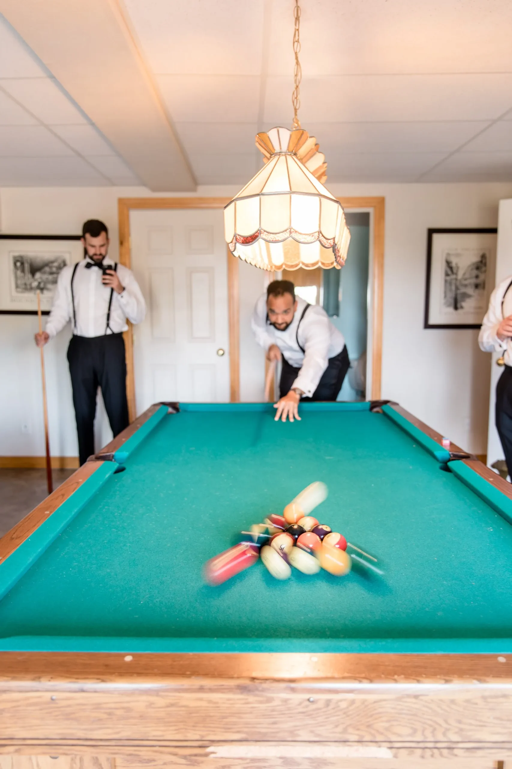 Groomsmen Playing Billiards at The Highlands Estate